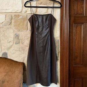 Bianca Nero Dress w Leather Front and Halter Back